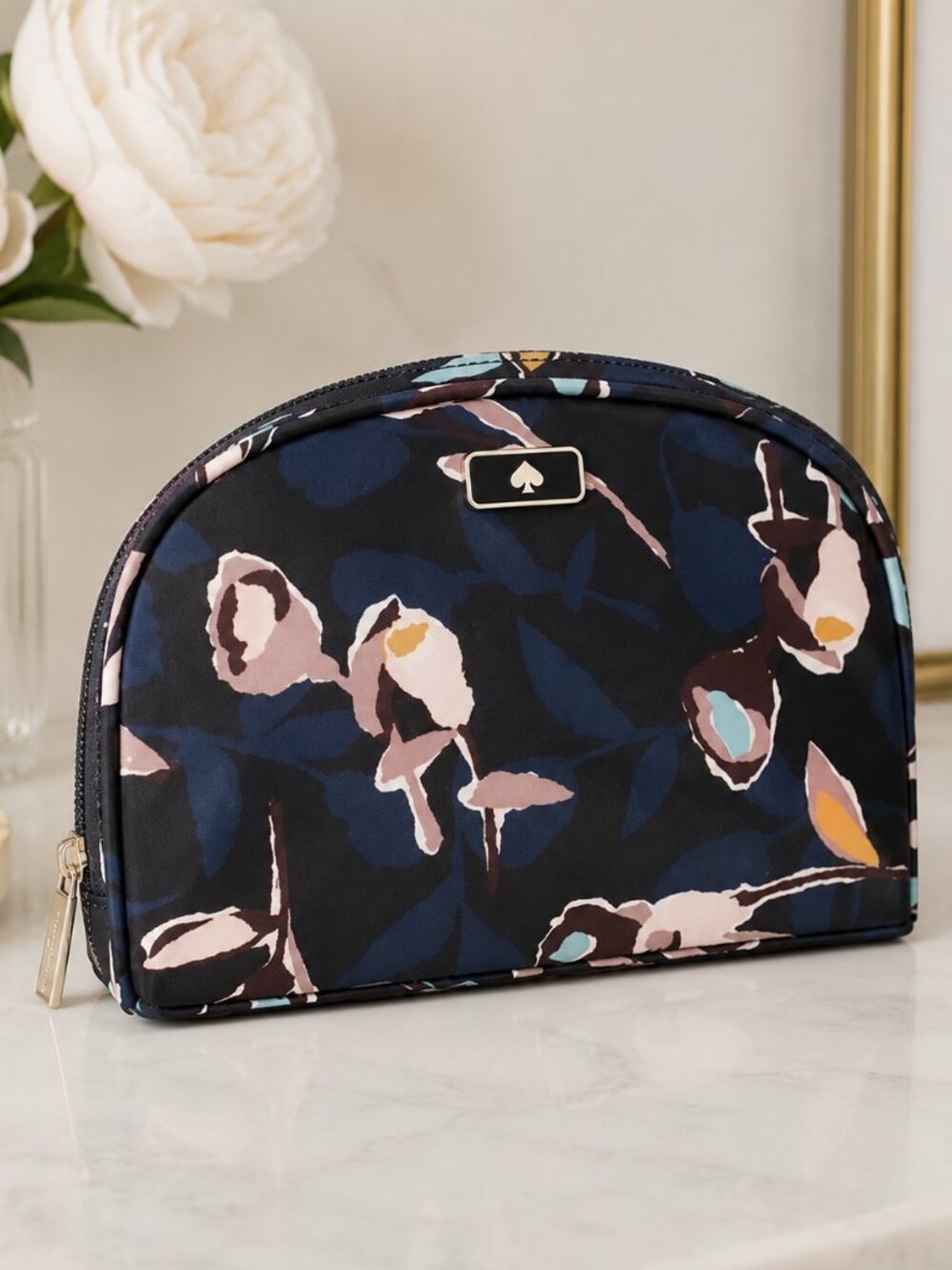 Kate Spade Floral Cosmetic Case • Zip Travel Makeup Bag • NWT
